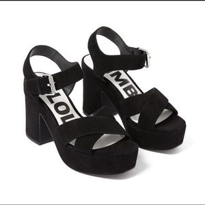 BLACK REAL SUEDE CROSSED SANDAL BIMBA Y LOLA -NWOT